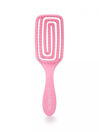 Solomeya Wet Detangler Mini Brush Rectangular Strawberry / Расческа для сухих и влажных волос Прямоугольная мини с ароматом Клубники, 1 шт